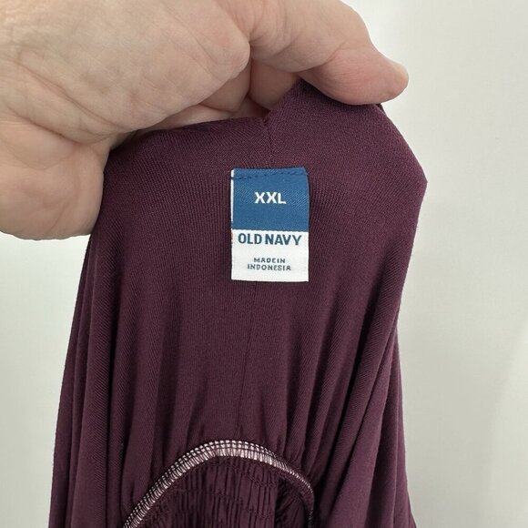 NEW OLD NAVY jumpsuit v neck wide leg knit waist defined cherry bark plus XXL - Picture 12 of 14